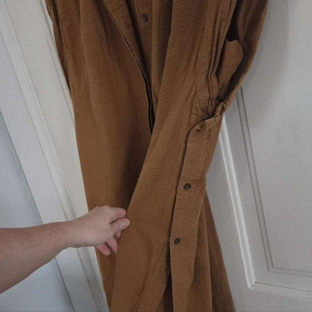 Anthropologie Maeve Brown Button Down Dress - Picture 7 of 16